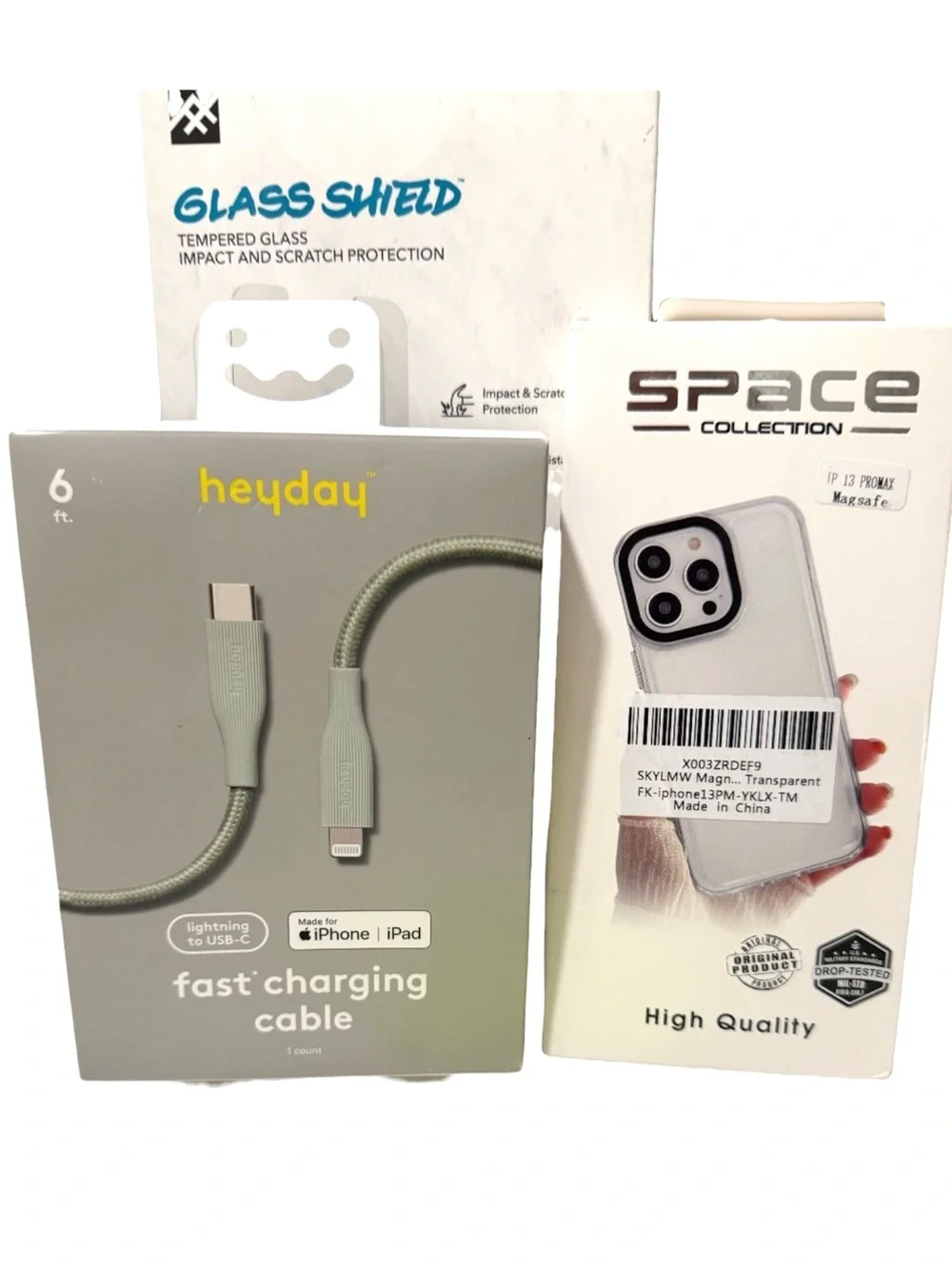 iPhone 13 Pro Max Bundle: MagSafe Case, Glass Shield, 6ft Cable - NEW OB